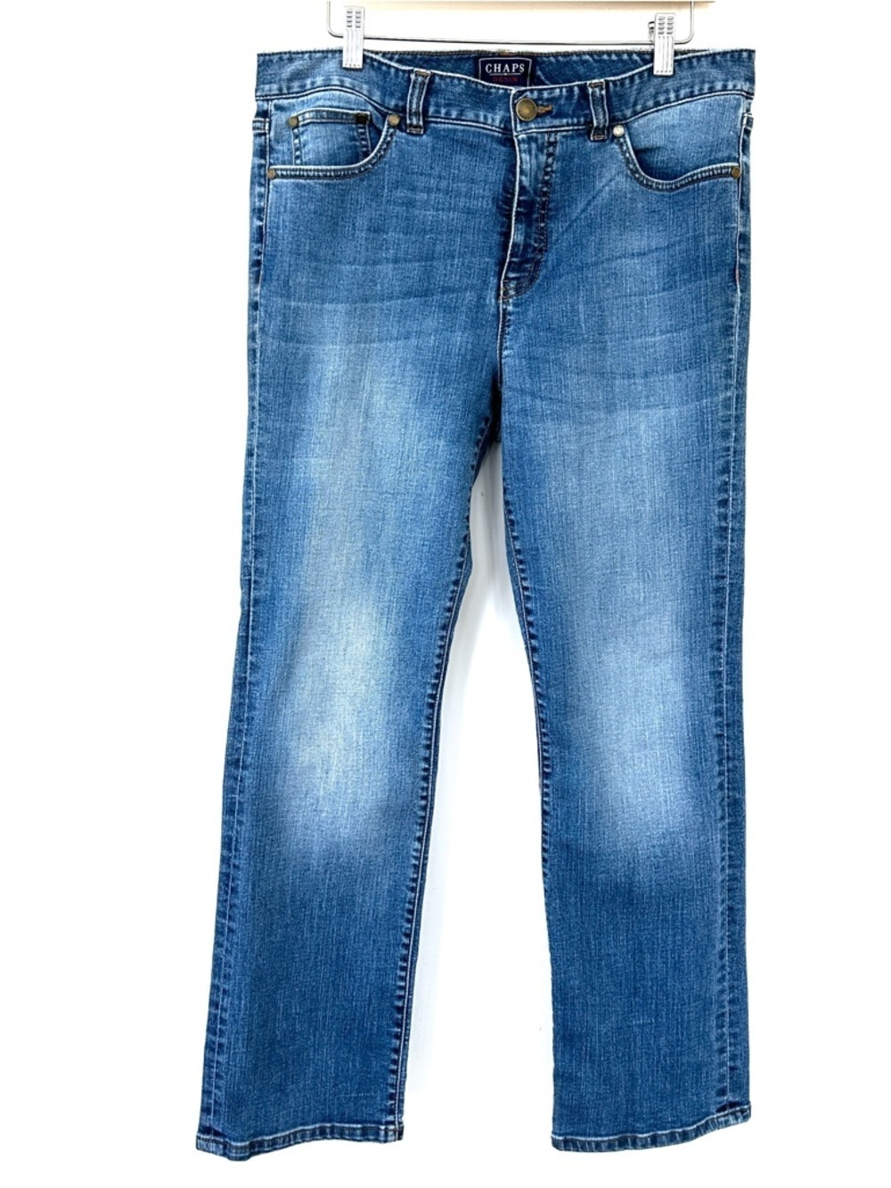 Chaps Women's Medium Blue Straight Leg Jeans, High Rise, Madden Straight